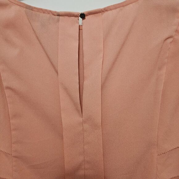 Banana Republic Peach Blouse Short Sleeve Layered Flutter Sleeves Sz S EUC - Picture 4 of 10